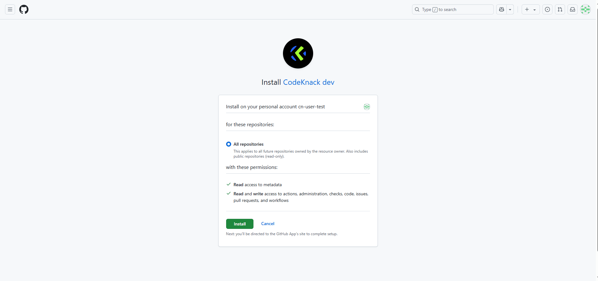 GitHub Authorization Screen